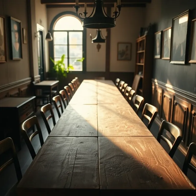 La mesa larga del fondo
